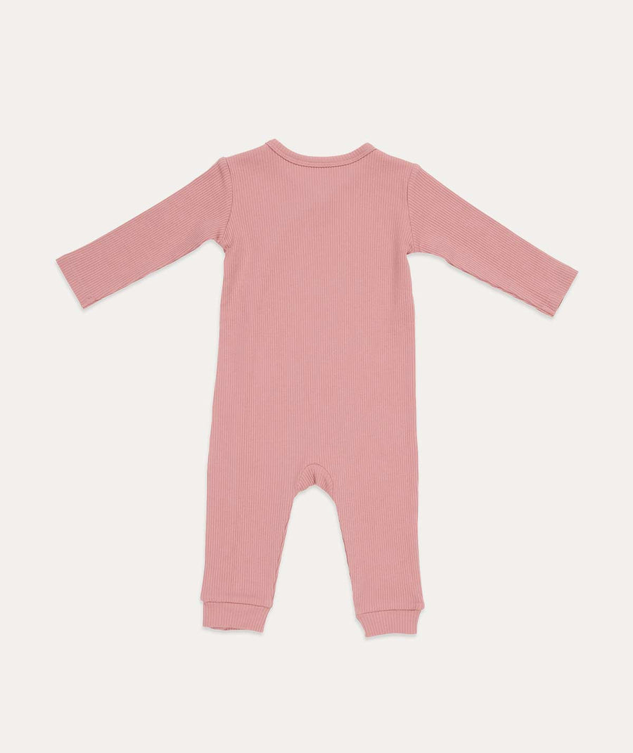 One Piece Wrap Suit Rib - Vintage Pink