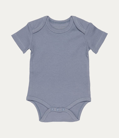 Bodysuit Short Sleeves Rib - Blue