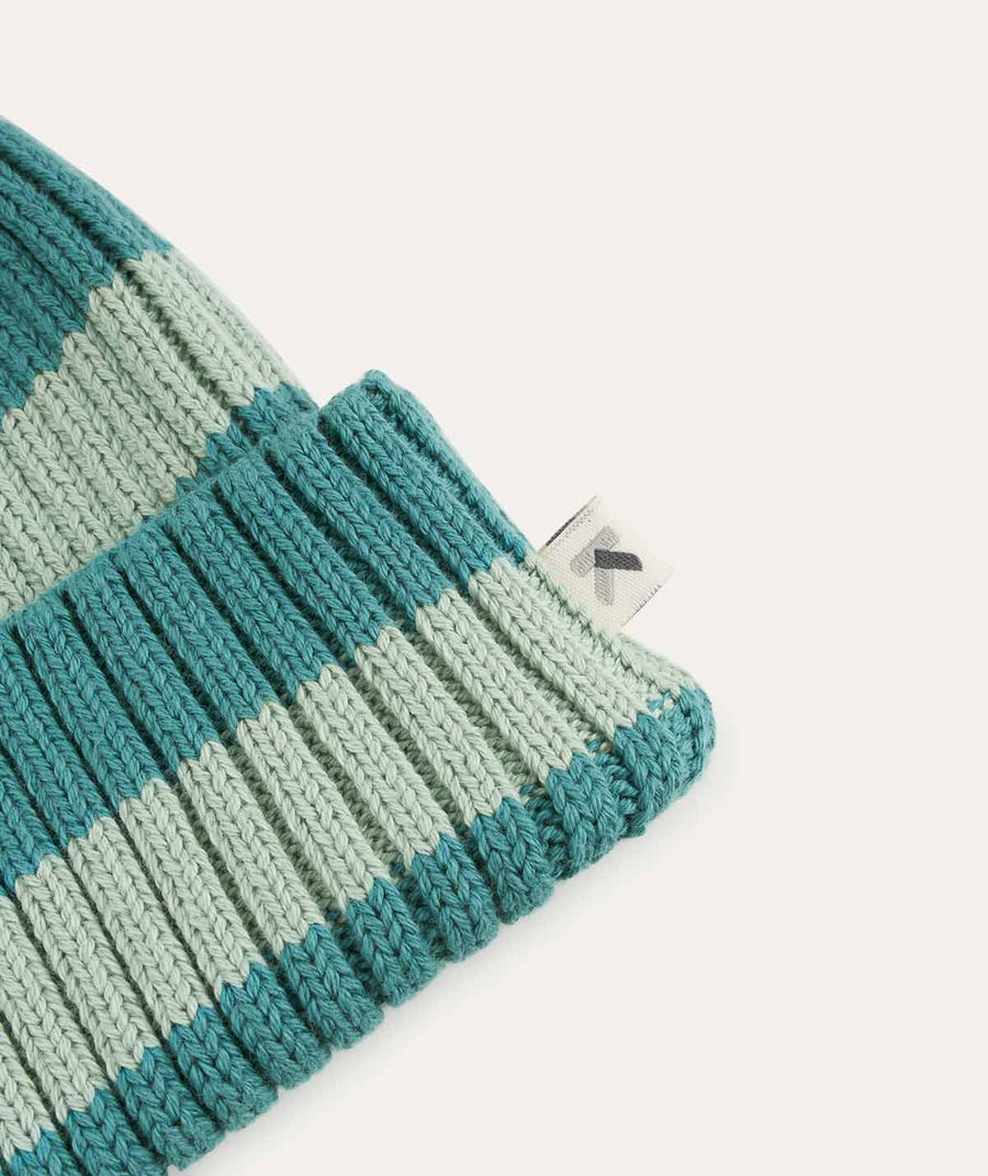 Organic Cotton Beanie - Jade Stripe