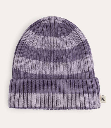 Organic Cotton Beanie - Lavender Stripe