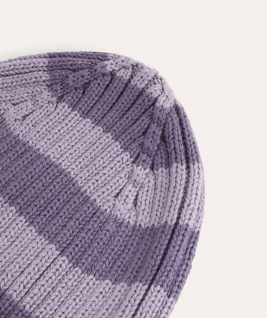 Organic Cotton Beanie - Lavender Stripe