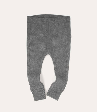 Organic Ribbed Legging - Mid Grey Marl