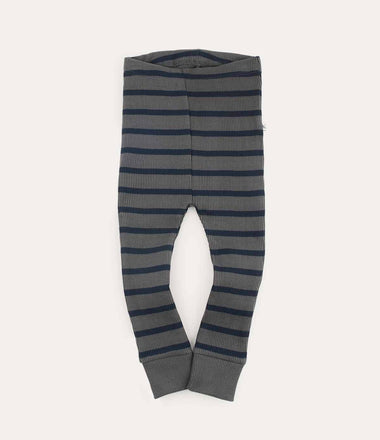 Organic Ribbed Legging - Navy/Grey Stripe