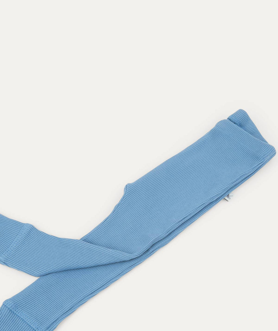 Organic Ribbed Legging - Sea Blue