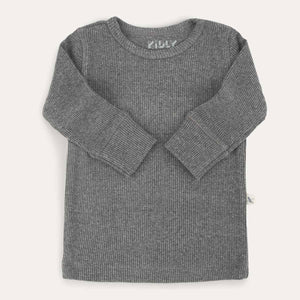 Organic Ribbed Tee - Mid Grey Marl