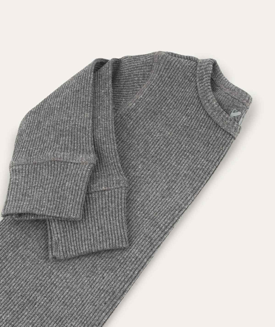 Organic Ribbed Tee - Mid Grey Marl