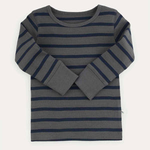 Organic Rib Set - Navy/Grey stripe