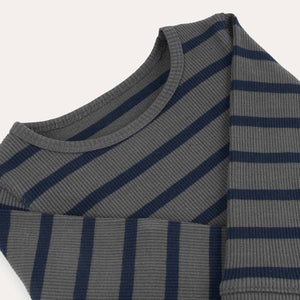 Organic Ribbed Tee - Navy/Grey Stripe