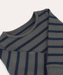 Organic Ribbed Tee - Navy/Grey Stripe