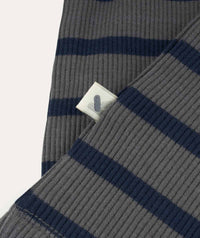 Thumbnail for Organic Ribbed Tee - Navy/Grey Stripe