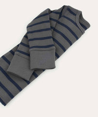 Thumbnail for Organic Ribbed Tee - Navy/Grey Stripe