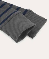 Thumbnail for Organic Ribbed Tee - Navy/Grey Stripe