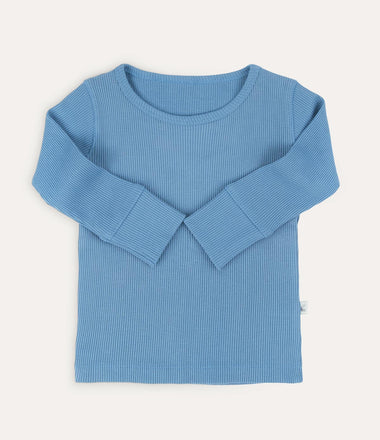 Organic Ribbed Tee - Sea Blue