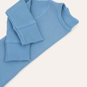 Organic Ribbed Tee - Sea Blue