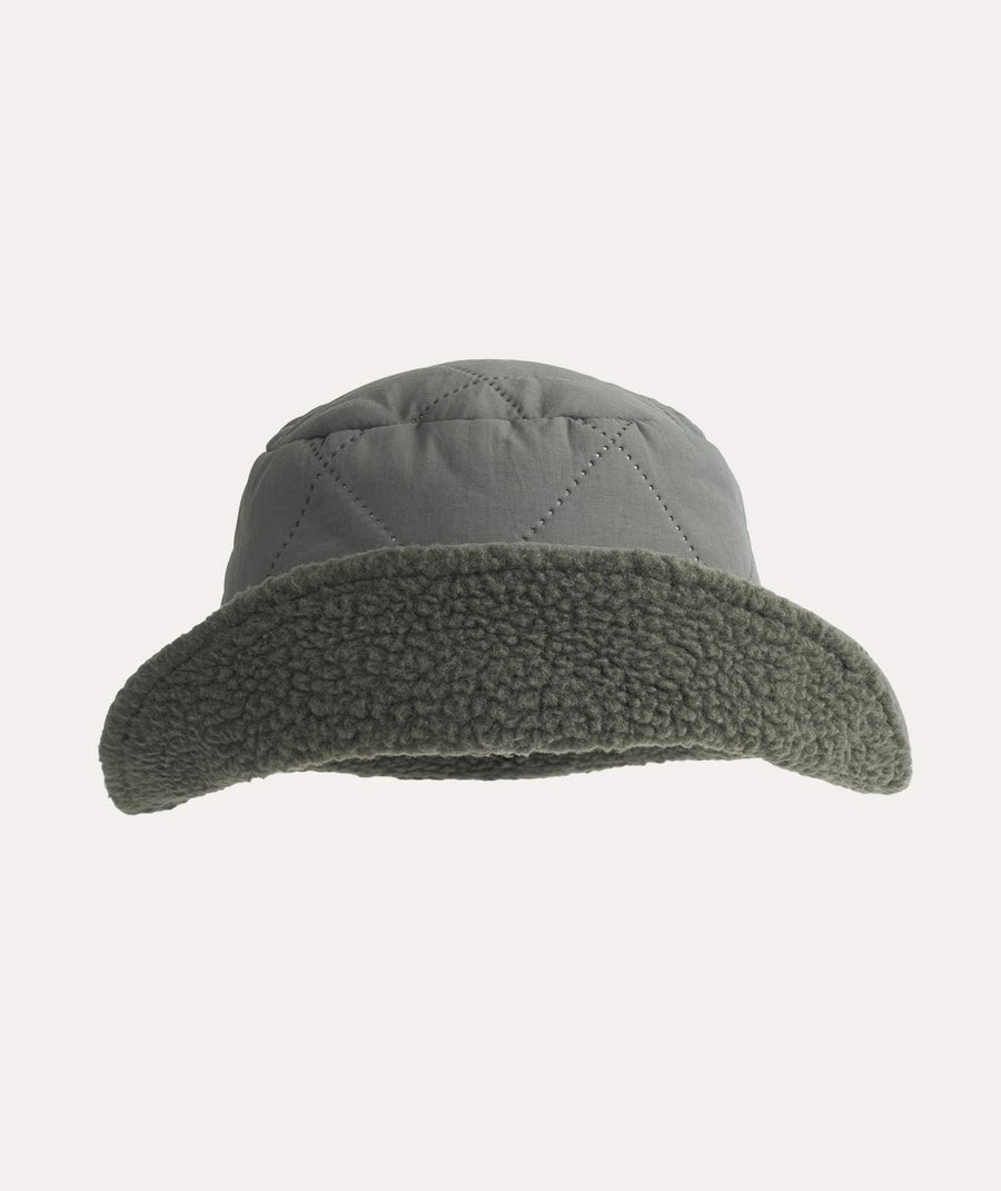 Reversible Quilted Hat - Pewter Green